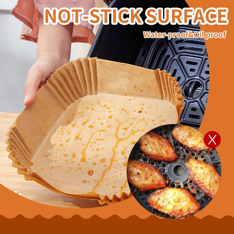 Air Fryer Liners Disposable Paper,100Pcs Parchment Paper 6.3" Square, Beige gallery