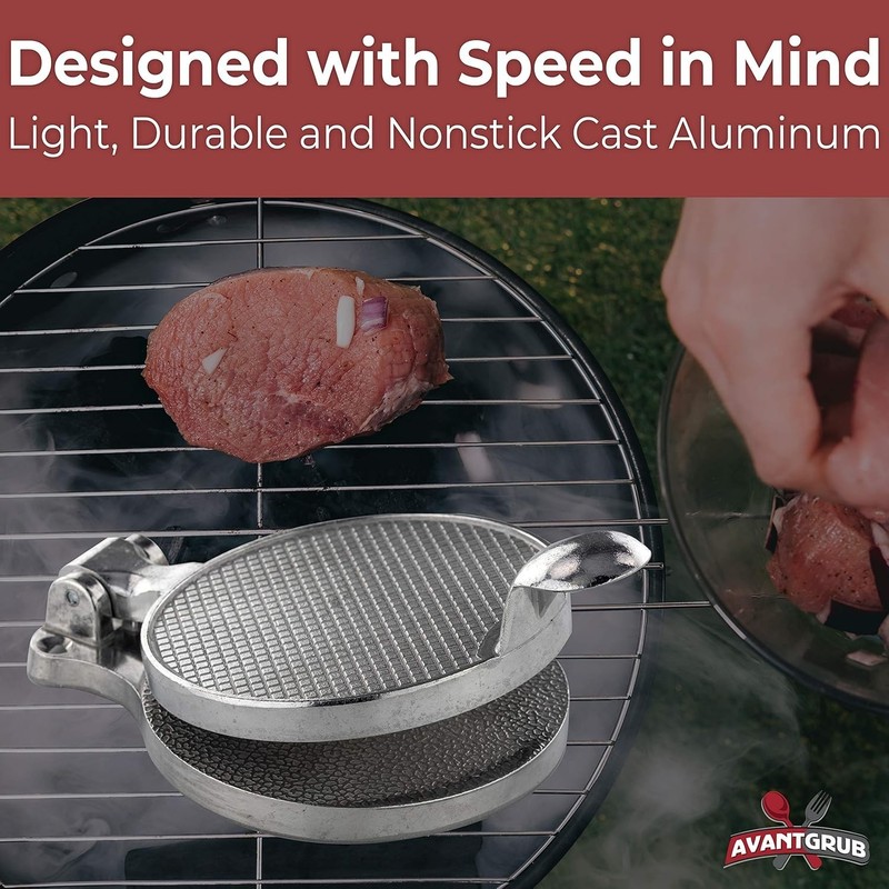 Pro-Grade Burger Press 4.5in. Nonstick Cast Aluminum Patty Maker Presses 1/4 Lb gallery