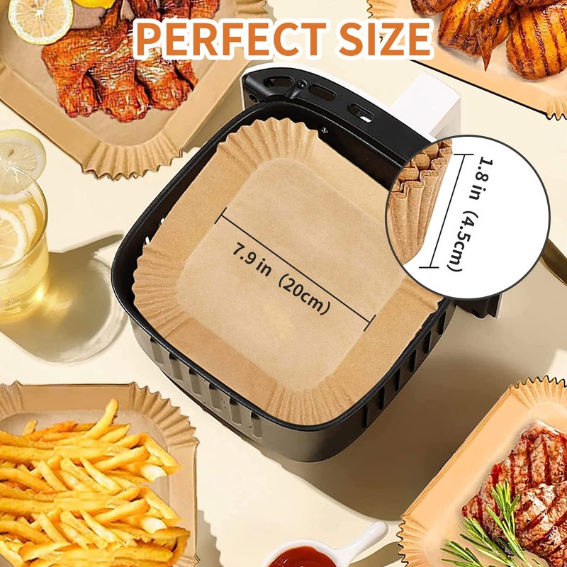 Air Fryer Liners Disposable Paper,100Pcs Parchment Paper 7.9" Square, Beige gallery