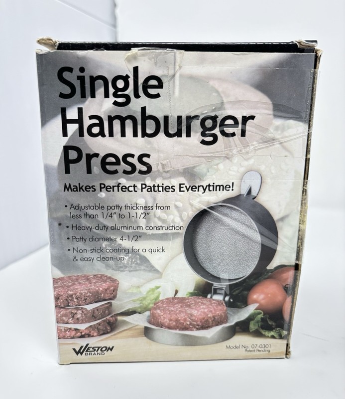 Weston Single Hamburger Press Patty Maker Non-Stick Aluminum Heavy Duty 4.5” gallery