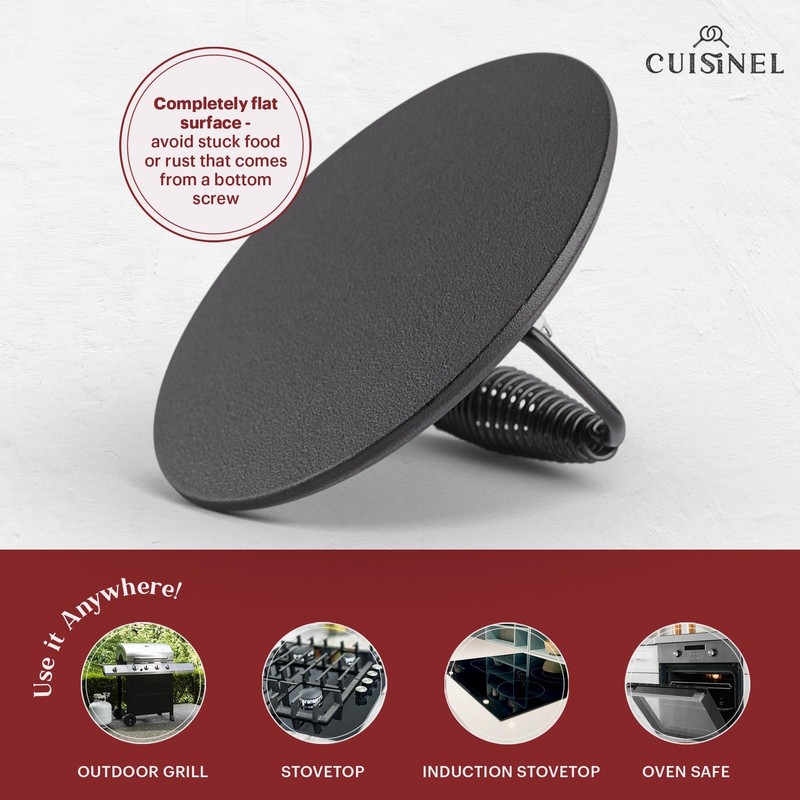 Cast Iron Skillet + Grill Press + Scraper Set 12"inch Preseasoned Frying Pan + S gallery
