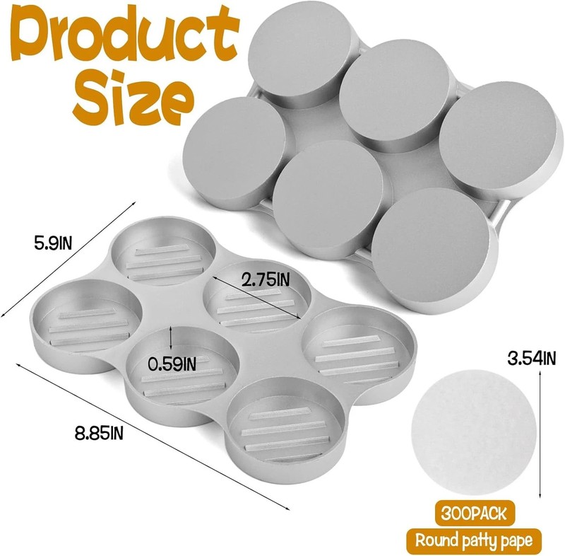 Mini Burger Press Small Meat Patty Maker with 300 Patty Papers round Shape Press gallery