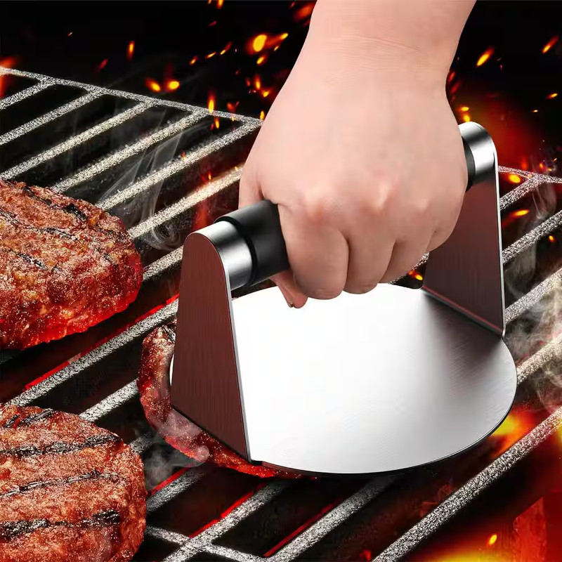 Hamburger Smasher Tool for Griddle, Stainless Steel Ham Patty Press with Anti-Sc gallery