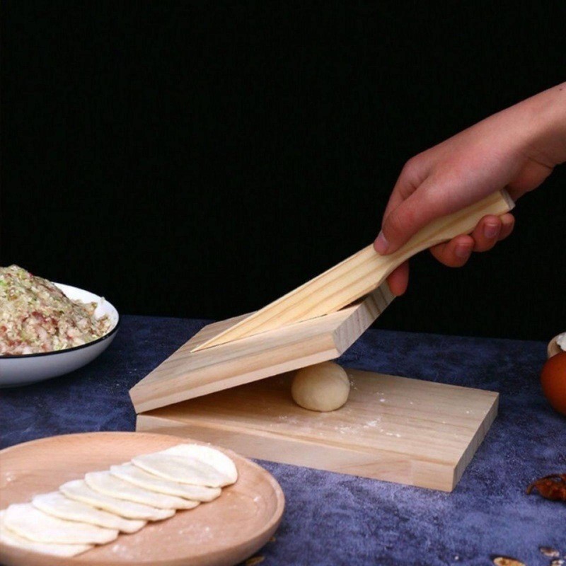 Dumpling Wrapper Press Natural Wood Wooden Dumpling Press Hinged gallery