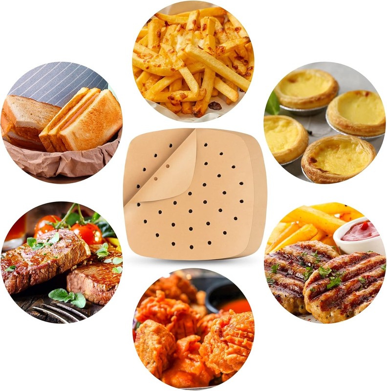Air Fryer Liners, 200Pcs Square, 8.5 Inch 200 Count (Pack of 1), Unbleached gallery