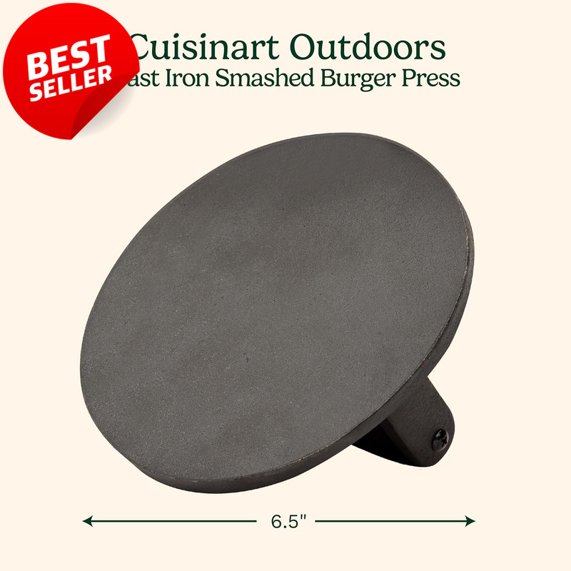 Cast Iron Burger Press 6.5in Round Flat Edge Smash Burger Grill Tool - US gallery