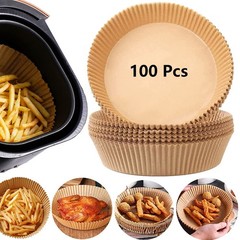 Air Fryer Paper Liners, 100PCS Non-stick Disposable Round-6.3″-100Pcs,
