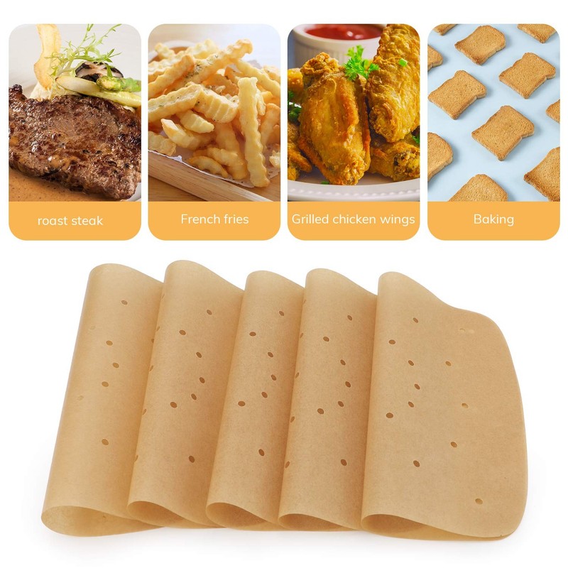 Beasea Air Fryer 8 Inch Parchment Liners, 200pcs 8 Inch, Unbleached gallery