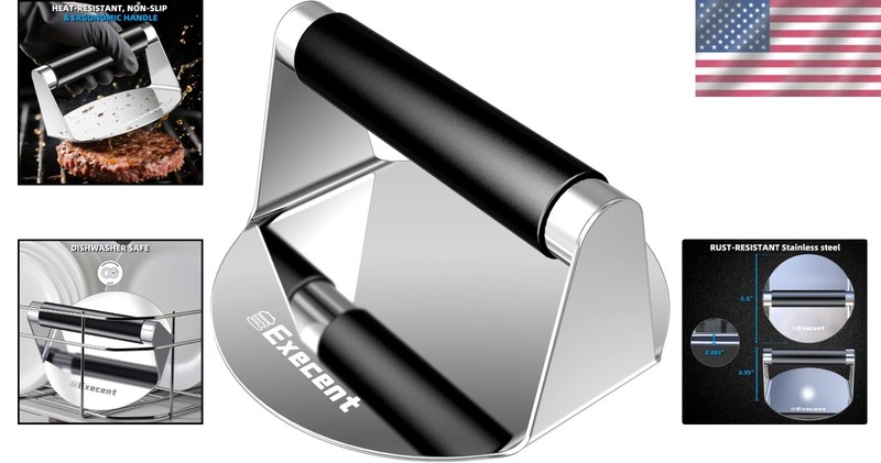 Effortless Cleanup 5.5-Inch Stainless Steel Burger Press: Dishwasher Safe Tool gallery
