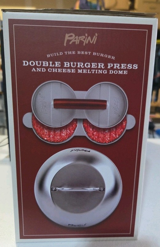 Parini Double Burger Press And Cheese Melting Dome 8.75" Non-Stick Grilling New gallery