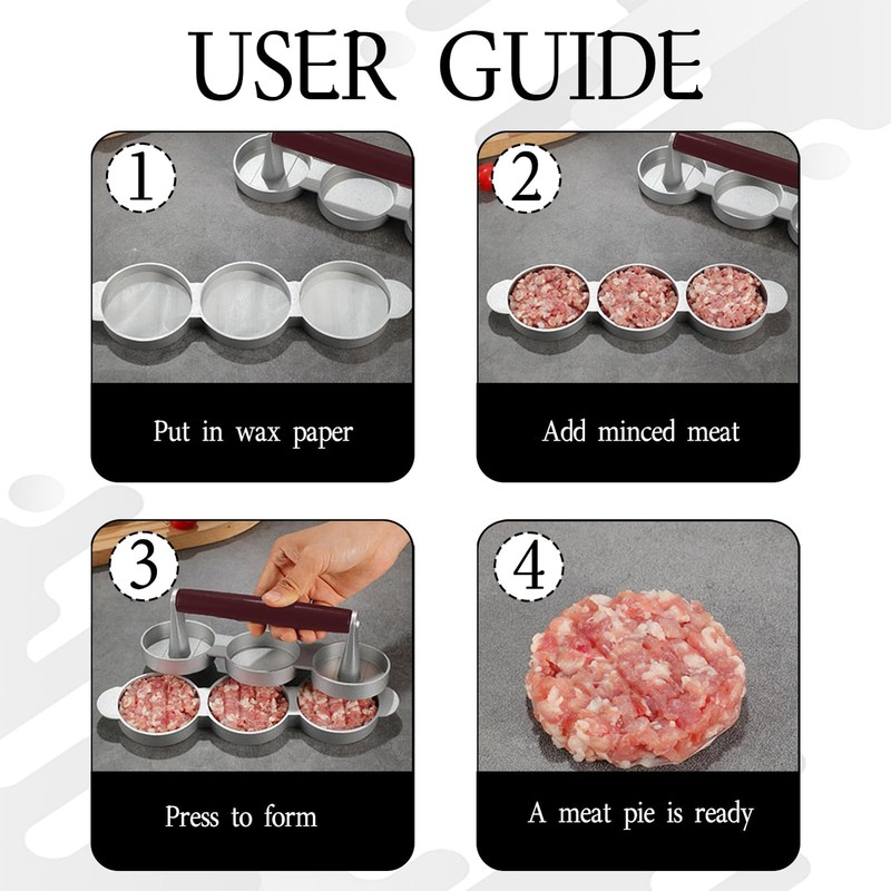 Sausage Patty Press Mini Burger Maker Three 2.64 Inch Molds BBQ Camping gallery