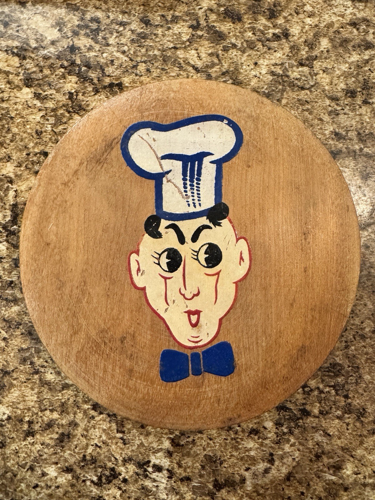 Vintage 1950s Angry Chef Burger Patty Press Wooden Hinged gallery