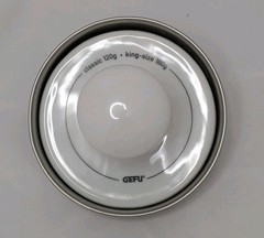 Gefu King Size Porcelain Burger Press Classic 120g Stainless Steel Pan