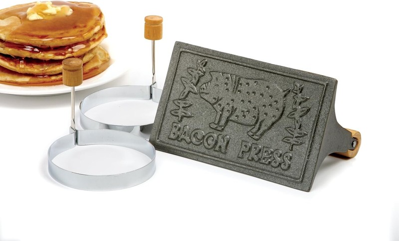 Bacon Press Egg Ring Set Cast Iron Grill Burger Ham Grilled Sandwiches Non Stick gallery