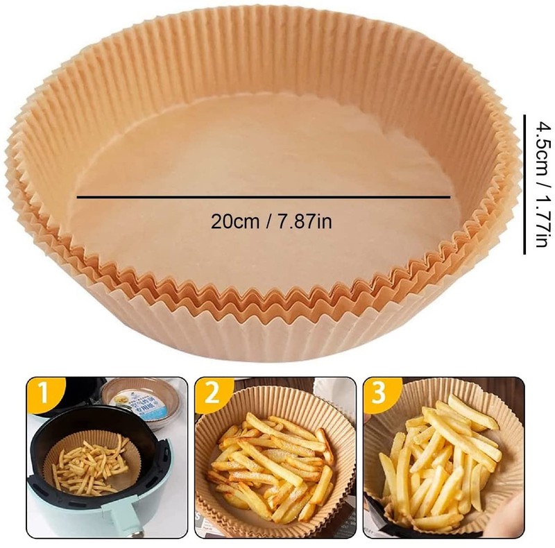 Air Fryer Paper Liners, 100PCS Non-stick Disposable Round-7.9"-100Pcs gallery