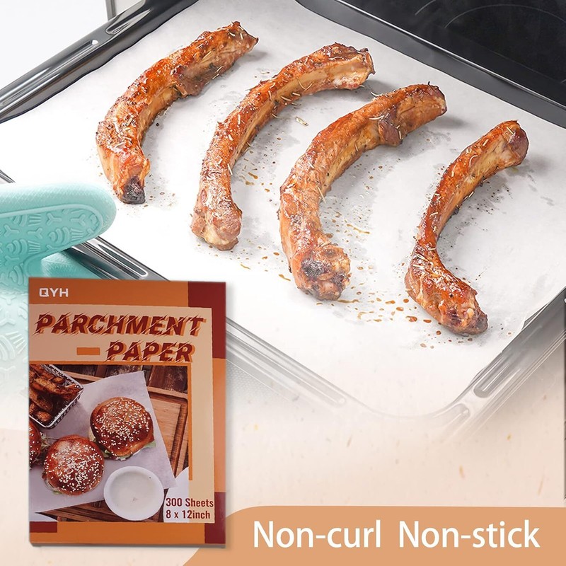 QYH Parchment Paper Baking Sheets 300 Pieces 8x12 Inch 300 Pack-8"x12", White gallery