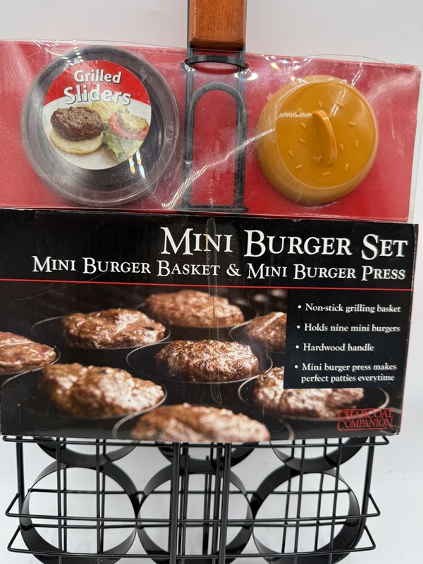 Charcoal Companion Mini Burger Basket & Mini Burger Press Set gallery