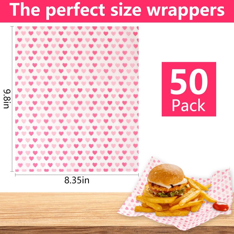 MIDELONG 50PCS Wax Paper Sheets Food Wrapping 10 x 8.6", Pink gallery