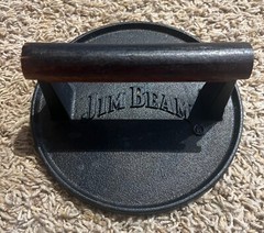 Jim Beam JB0158 Black Cast Iron Burger Press – 7” Heavy Duty Liquor Brand