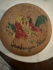 Hamburger Press – Rooster Design – VTG Wooden Round