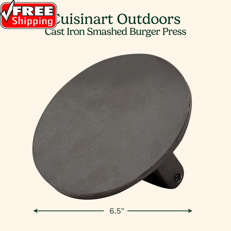 6.5" Cast Iron Smashed Burger Press, round Flat Edge Grill Press for Crispy Smas gallery