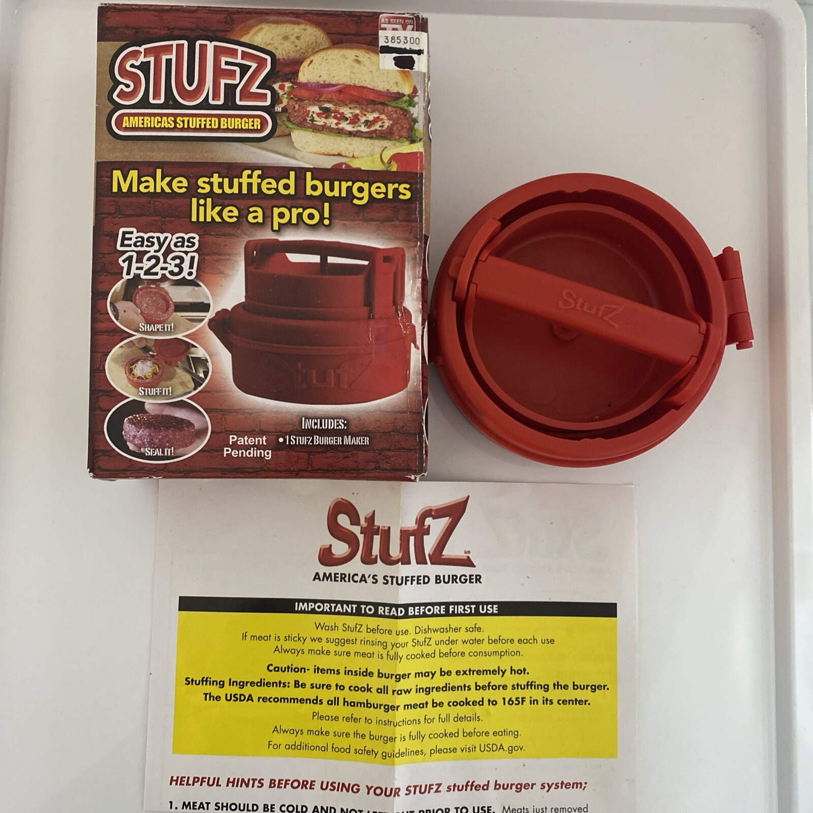 StufZ Burger Press As seen On TV, Make Stuffed Burgers Like a Pro-New Sealed Box gallery