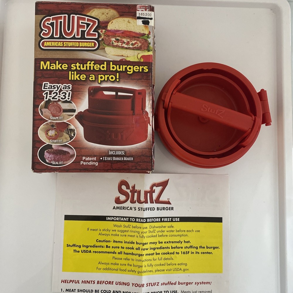 StufZ Burger Press As seen On TV, Make Stuffed Burgers Like a Pro-New Sealed Box