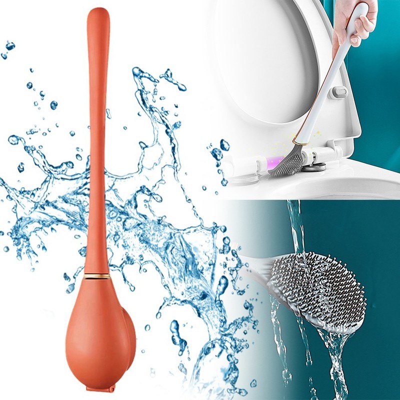 Silicone Toilet Brush with Minimalist Wall-Mount Holder for Contemporary Bath gallery