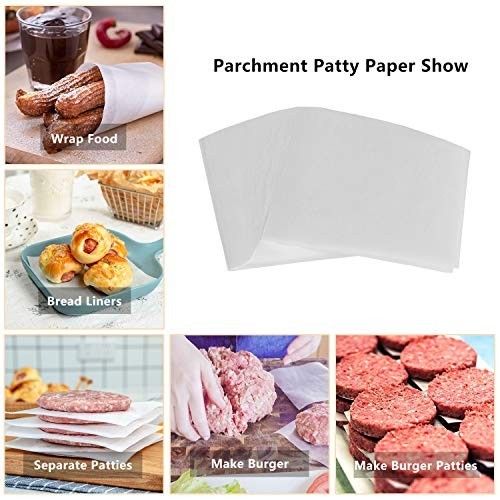 1000 Non-Stick Parchment Paper Squares 5.5"x5.5" for Burger Patties, Freezing & gallery