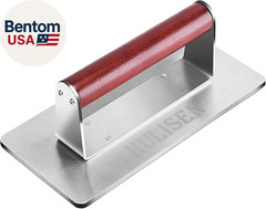 Stainless Steel Bacon Press, 9 Inch Large Heavy Duty Burger Press with Wood Hand