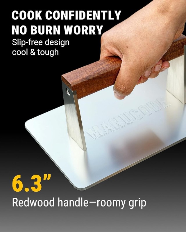 Durable 3.2 LB Bacon Press - Flat Bottom Design for Optimal Cooking Performance gallery