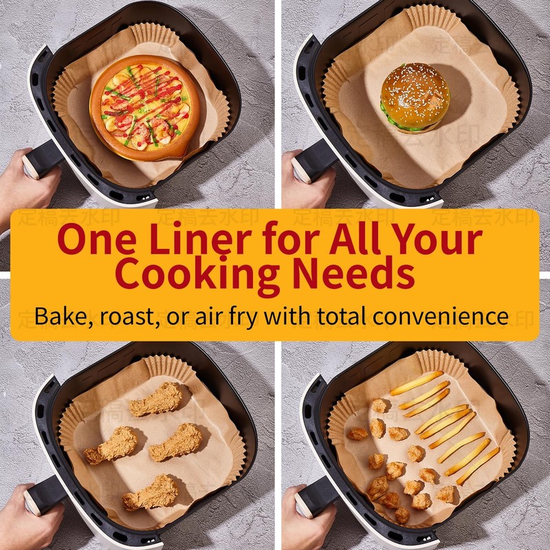 40GSM Air Fryer Paper Liners, 125Pcs 8 inch Disposable Parchment 8" Square gallery