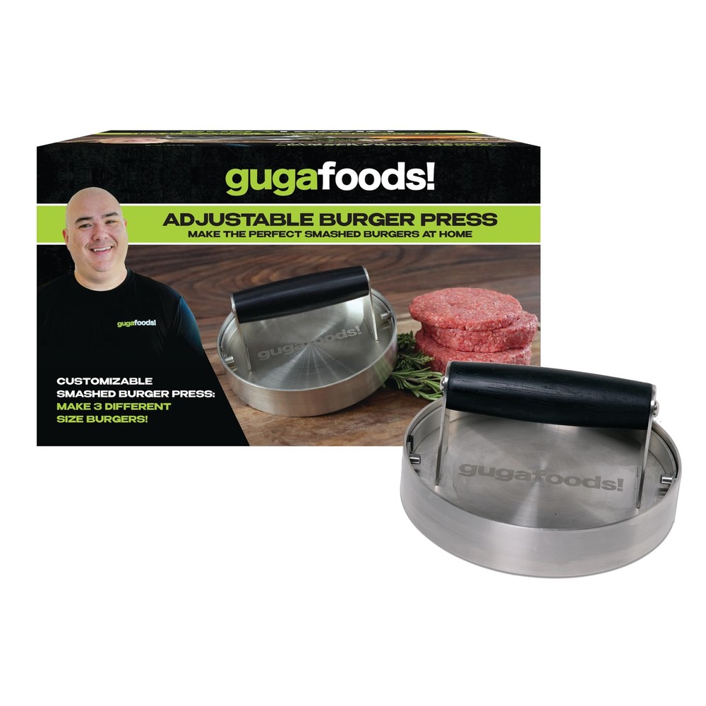 Guga Foods- Adjustable Burger Press, Stainless Steel Hamburger and Smashed Bu...