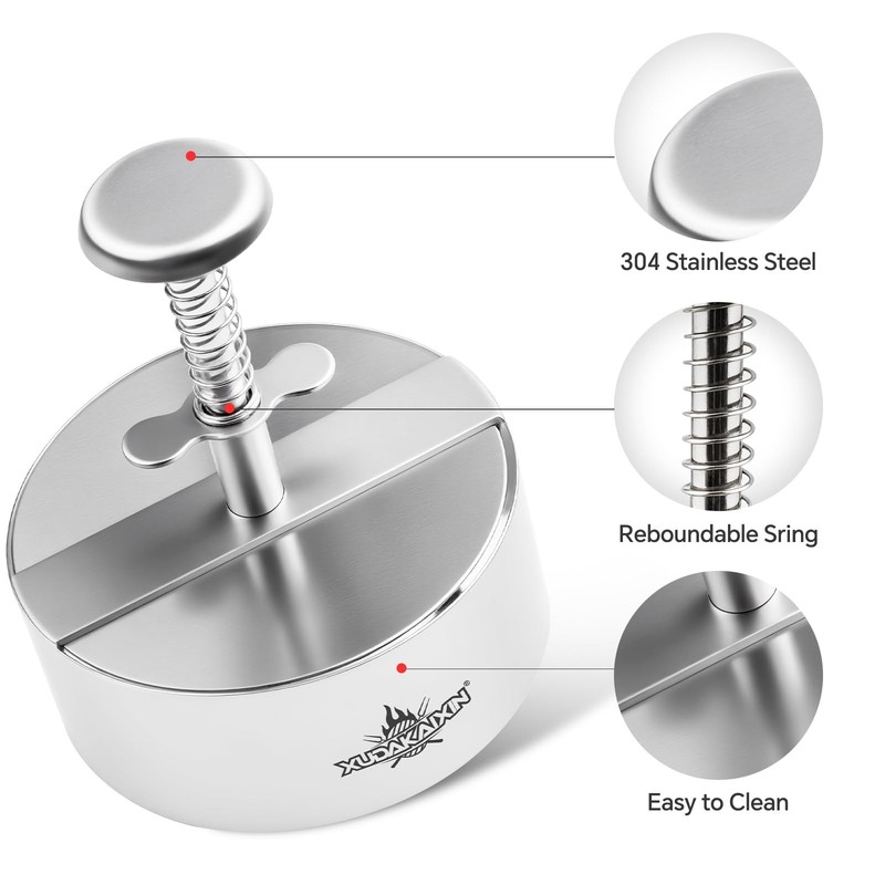 4.5" Stainless Steel Hamburger Patty Press - Non-Stick Burger Maker, BPA-Free, D gallery