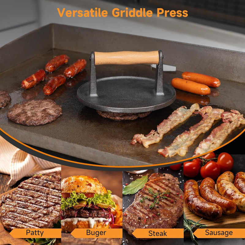 Burger Press 7" Cast Iron Smash Burger Press for Blackstone Griddle gallery