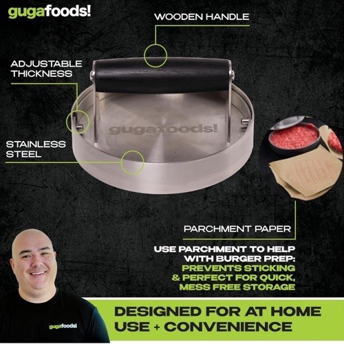 Guga Foods- Adjustable Burger Press, Stainless Steel ~ NEW gallery