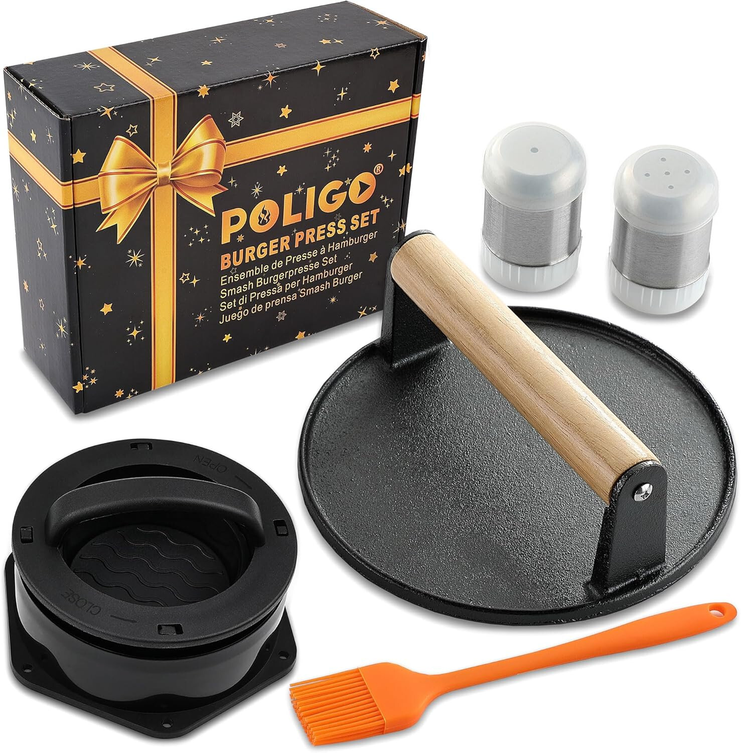 POLIGO 5PC Smash Burger Press Kit- Round Non Stick Smash Burger Press Set gallery