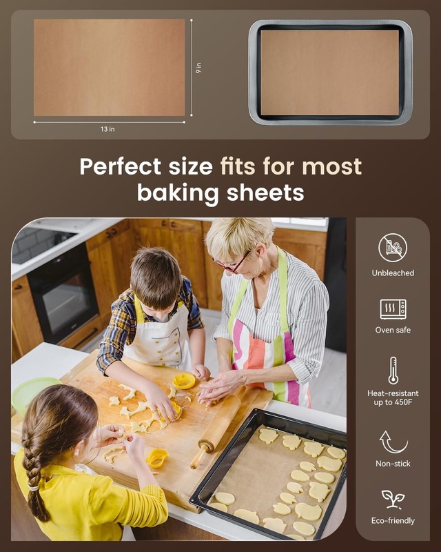 Parchment Paper Sheets, 9x13 In Non-Stick Precut Baking 9x13in-100pcs gallery