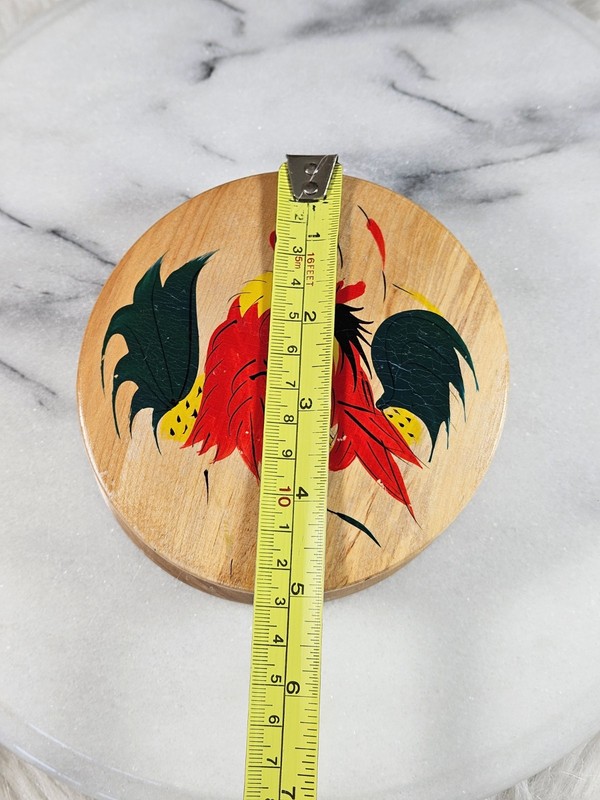 Vintage Westwood Products Wooden Hamburger Press Hand Painted Rooster Folk Art gallery