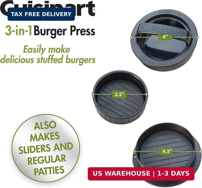 Cuisinart 3-in-1 Stuffed Burger Press, Non-Stick Burger Stuffer Hamburger Patty gallery