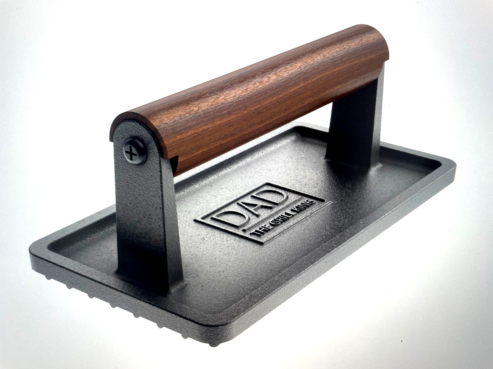 Gift for Dad - BBQ Cast Iron Grill Press Grilling inscribed “Dad The Grill King” gallery