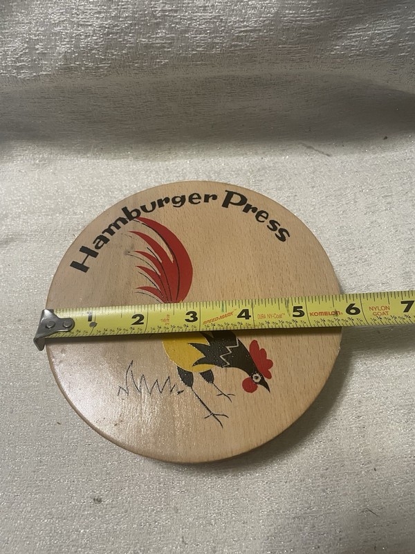 Vintage Wooden Hamburger Press Hand Painted Rooster Japan gallery