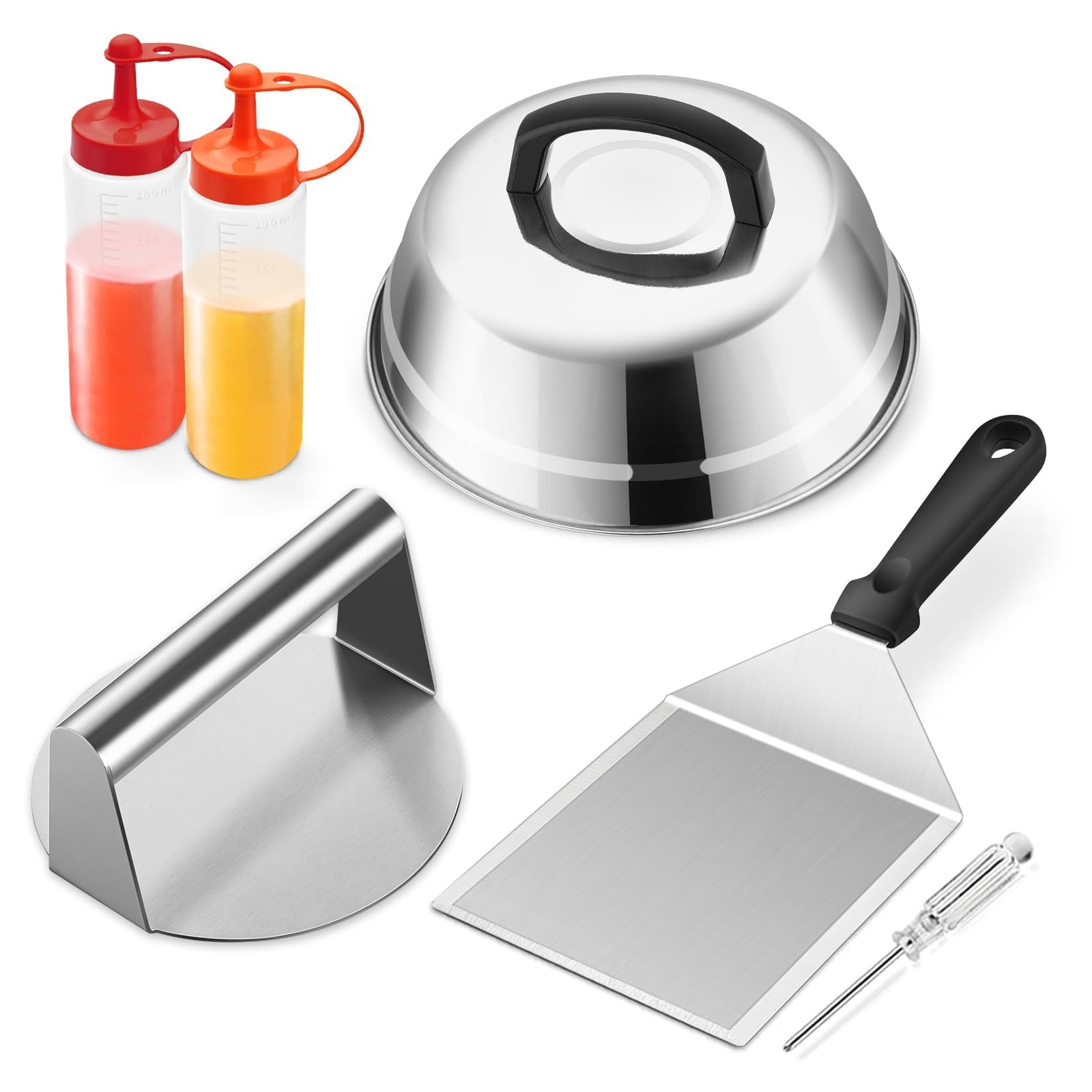 Smash Burger Kit Griddle Accessories 6Pcs, 9in Basting Cover with Grill Spatu... gallery