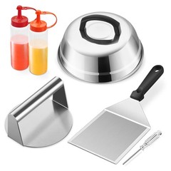 Smash Burger Kit Griddle Accessories 6Pcs, 9in Basting Cover with Grill Spatu…
