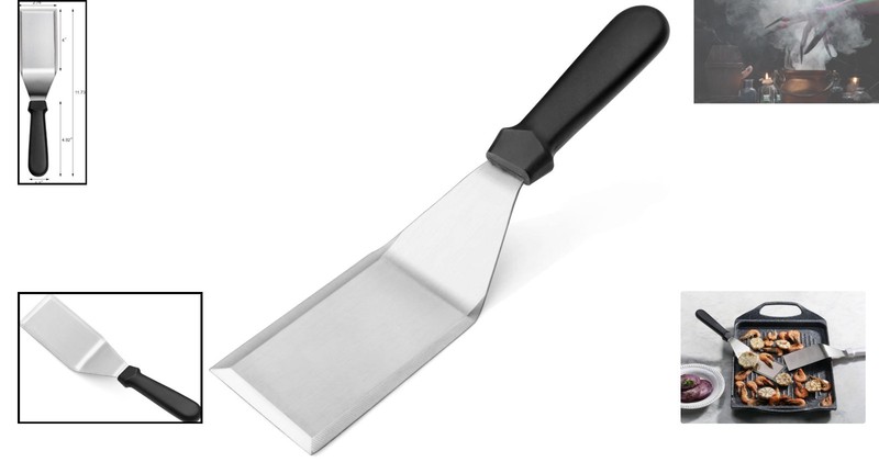 Heavy Duty 11.5-Inch Hamburger Turner with Cutting Edge - Black Plastic Handle gallery