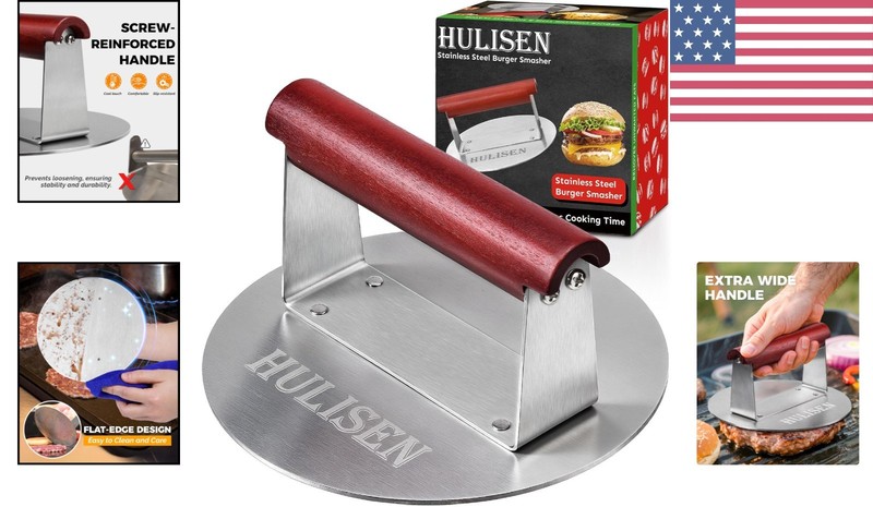6.2-Inch Stainless Steel Burger Smasher with Extra Wide Heat-Resistant Handle gallery