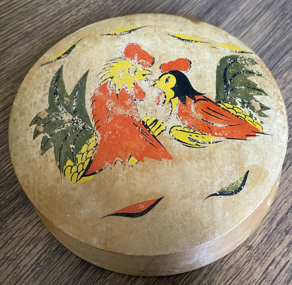 Vintage Wooden Hamburger Press Country Rooster Rustic Farmhouse Kitchen Gadget