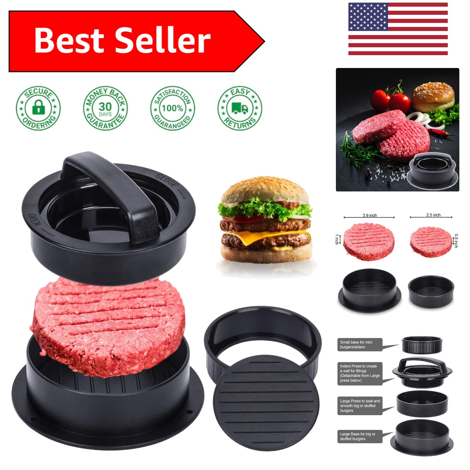 Versatile Burger Press: Create Stuffed Burgers, Sliders & More with 100 Papers gallery