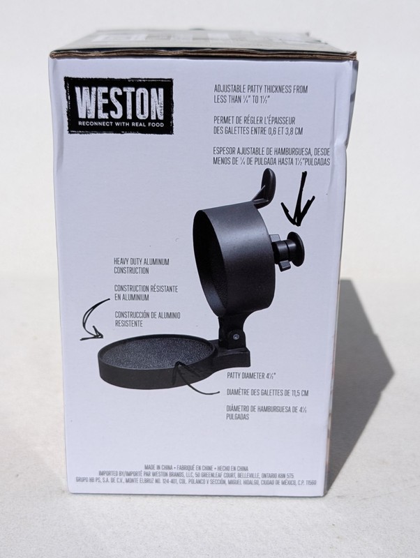Weston Burger Press, Makes 4 1/2" Single, Non-stick Heavy-Duty Cast Aluminum gallery