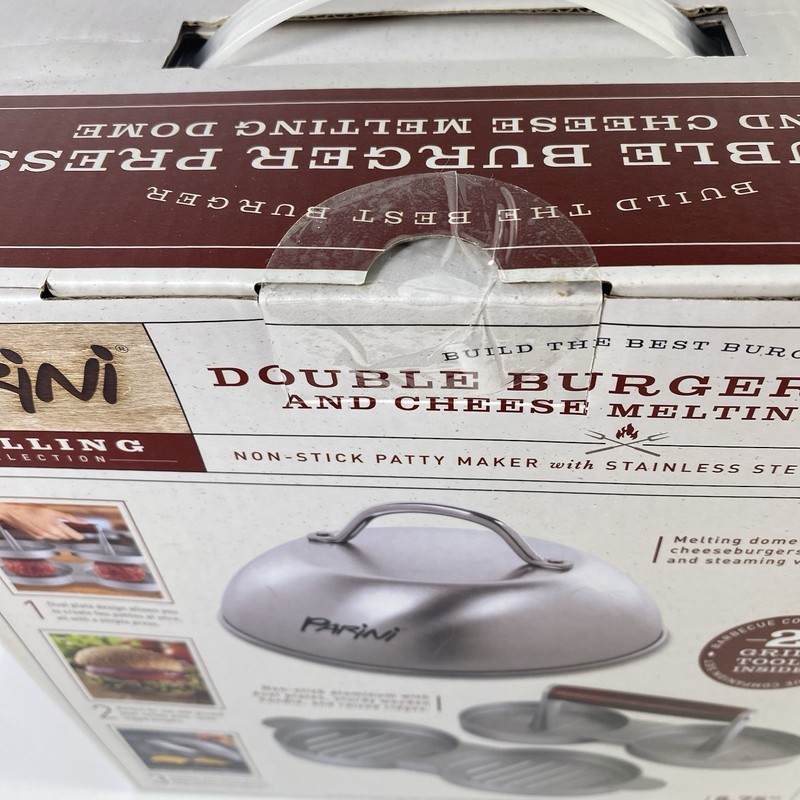 Double Non-Stick Burger Press & Cheese Melting Dome 8.75" NEW IN BOX Parini gallery
